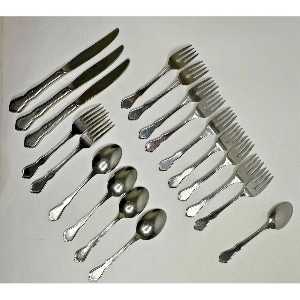 Oneida Profile MORNING BLOSSOM Stainless Flatware 19 Pc Forks Spoons Knives
